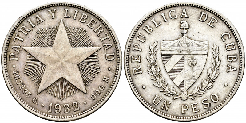 Cuba. 1 peso. 1932. (Km-15.2). Ag. 26,72 g. Almost XF. Est...30,00. 

Spanish ...