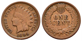 United States. 1 cent. 1894. (Km-90a). Ae. 3,10 g. VF. Est...30,00. 

Spanish description: Estados Unidos. 1 cent. 1894. (Km-90a). Ae. 3,10 g. MBC. ...