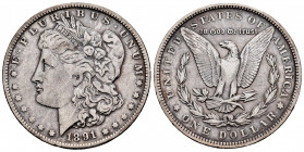 United States. 1 dollar. 1891. New Orleans. O. (Km-110). Ag. 26,54 g. Almost VF. Est...40,00. 

Spanish description: Estados Unidos. 1 dollar. 1891....