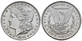 United States. 1 dollar. 1901. New Orleans. O. (Km-110). Ag. 26,74 g. XF. Est...40,00. 

Spanish description: Estados Unidos. 1 dollar. 1901. Nueva ...