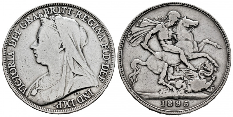 Great Britain. Victoria Queen. 1 crown. 1895. (Km-783). Ag. 27,70 g. Choice F. E...