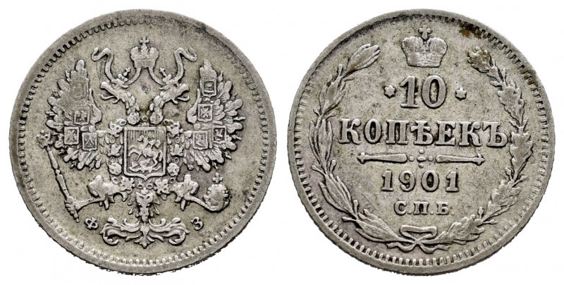 Russia. Nicholas II. 10 kopecks. 1901. Saint Petesburg. (Km-Y20a.1). (Bitkin-152...