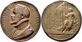 Philip II (1556-1598). Medal. 1578. (Pollard 2007-507). (Kress-440). Ae. 33,30 g. Juan de Herrera (1530 –1597), Architect and Mathematician. By J. Niz...
