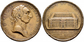 Charles III (1759-1788). Medal. 1761. Madrid. (Vives-43). Ae. 18,62 g. Inauguration "Casa de Correos de Madrid". By: T. F. Prieto. 31 mm. Choice F. Es...