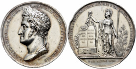 Ferdinand VII (1808-1833). Medal. 1820. Cadiz. (Vives-336). Ag. 72,53 g. Reestablishment of the Constitution. By: Caqué y Barre. 50 mm. Gilded. Knocks...