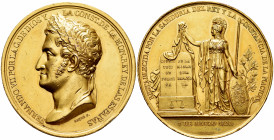 Ferdinand VII (1808-1833). Medal. 1820. Cadiz. (Vives-337 var). Ae. 72,82 g. Reestablishment of the Constitution. By: Caqué y Barre. 50 mm. Gilded. Kn...