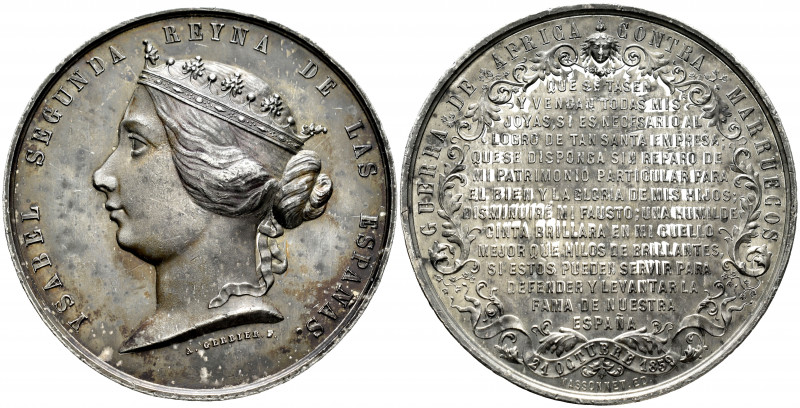 Elizabeth II (1833-1868). Medal. 1859. (Vives-415 var). 79,32 g. Guerra de Áfric...