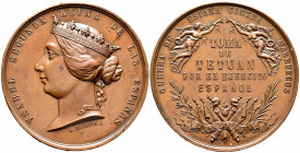 Elizabeth II (1833-1868). Medal. 1860. Ae. 91,80 g. TOMA DE TETUAN POR EL EJERCITO ESPAÑOL. 4 de febrero 1860. Grabador: A. Gerbier. 57 mm. Golpecitos...