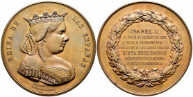 Elizabeth II (1833-1868). Medal. 1885. (Vives-1865 var. bronce). Ae. 100,50 g. By: Carrasco y M. Pacheco. 62 mm. AU. Est...150,00. 

Spanish descrip...