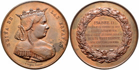 Elizabeth II (1833-1868). Medal. 1865. (Vives-450). Ae. 102,15 g. Cesión del Patrimonio Real para el alivio de las cargas públicas. By: Carrasco y Pac...