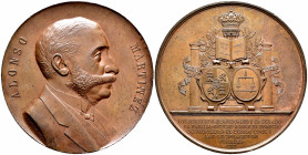 Alfonso XIII (1886-1931). Medal. 1889-1891. Ae. 239,55 g. Alfonso Martínez. 79,5 mm. Scratches on obverse. Rare. XF. Est...50,00. 

Spanish descript...