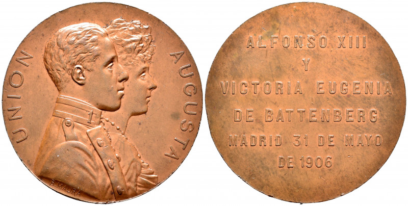 Alfonso XIII (1886-1931). Medal. 1906. Madrid. (Vives-870). Ae. 81,61 g. Wedding...