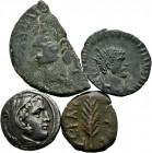 Lot of 4 pieces from the Ancient World, 2 from Greece, 1 Hispanic and 1 Roman. TO EXAMINE. Almost VF/VF. Est...40,00. 

Spanish description: Lote de...