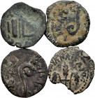 Lot of 4 coins of Judaea. Prutah minted by Pontius Pilate under Tiberius. Ae. TO EXAMINE. Almost F/Choice F. Est...120,00. 

Spanish description: Lo...