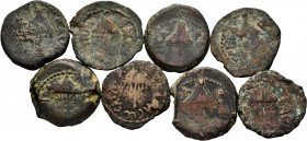 Lot of 8 coins of 1 prutah of Judea, Agrippa I. TO EXAMINE. F/Choice F. Est...200,00. 

Spanish description: Lote de 8 monedas de 1 prutah de Judea,...