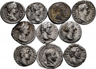 Lot of 10 coins from the Roman Empire. Denarius with a variety of reverses and Emperors such as Commodus, Marcus Aurelius, Antoninus Pius, Faustina I,...