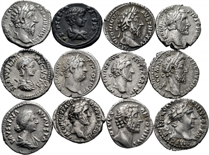 Lot of 12 coins of the Roman Empire. Denarii of the next emperors: Commodus, Mar...