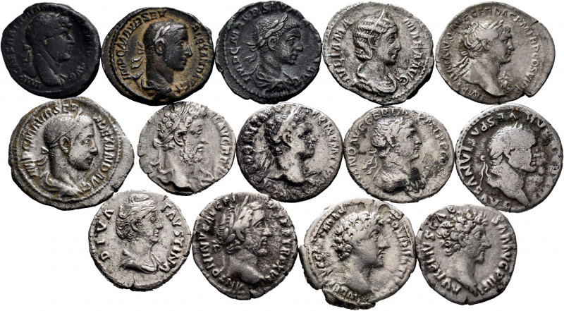 Lot of 14 coins from the Roman Empire. Denarius with a variety of reverses and E...