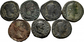Lot of 7 coins from the Roman Empire. Sestercios of different reverses and Emperors: Vespasianus (Dupondius), Marcus Aurelius, Antoninus Píus, Filipo ...