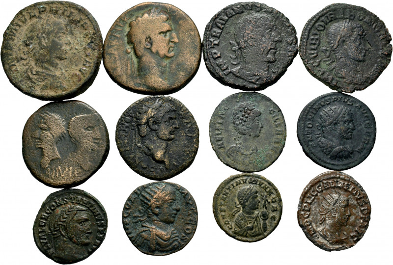 Lot of 12 coins of the Roman Empire. Great variety of Emperors and types, many o...