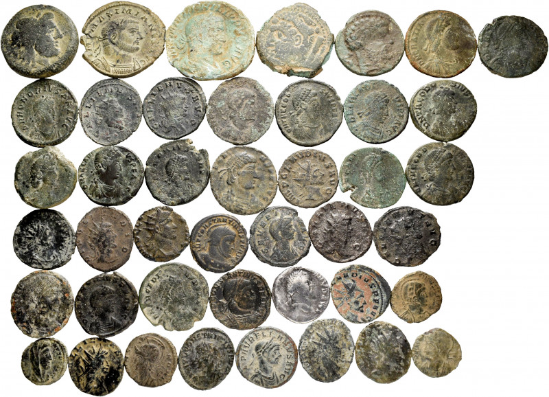 Lot of 43 coins of the Roman Empire. Great variety of bronzes of different modul...