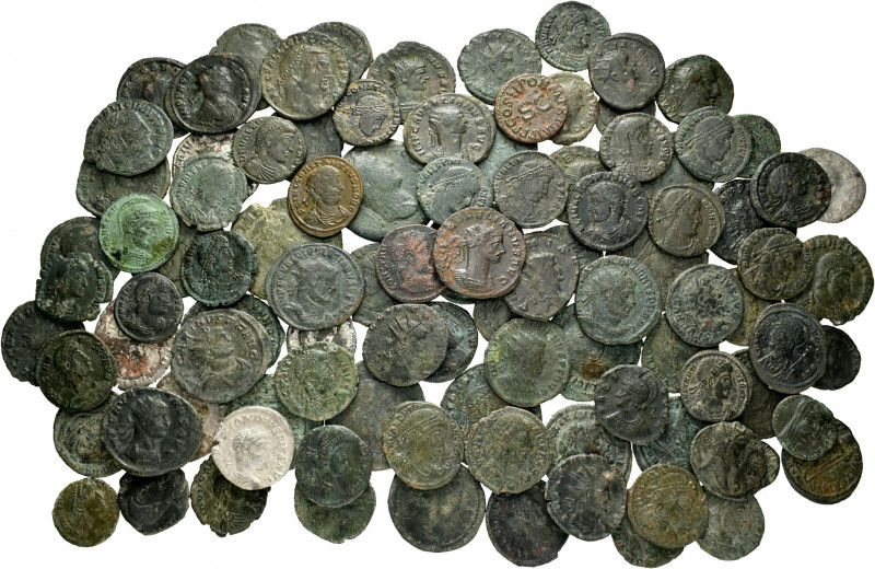Lot of 100 coins of the Roman Empire. Great variety of Emperors, values and mint...
