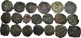 Lot of 20 Aragonese dineros, 7 of Charles II (1677, 1678, 1679, 168 (sic), 1701, 1 undated) of which 1 is a contemporary counterfeit (1678), 1 of Char...