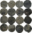 Lot of 16 coins from the Middle Ages. Blancas of Juan II and Enrique III with varieties of legend and mints: Burgos, Seville, Toledo. Ve. EXAMINE. Alm...