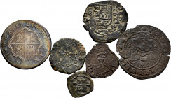 Lot of 7 coins of the Spanish Monarchy. Interesting set containing Contemporary counterfeit, Catholic Kings, Navarra and scarce mints such as Coruña o...