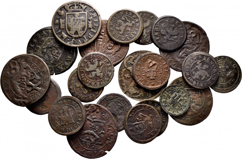 Lot of 22 coppers of the Ingenio de Segovia, some countermarked. TO EXAMINE. Cho...