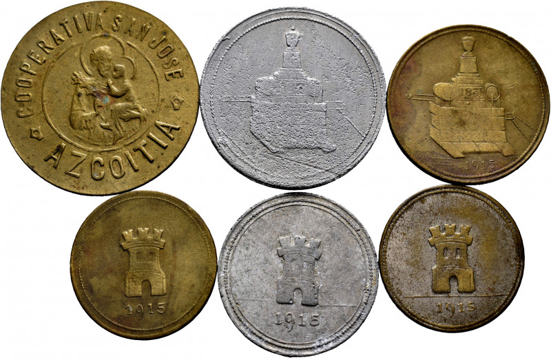 Token. Series of tokens of 1, 2, 5, 25, 50 and 100 Pesetas of the cooperative C....