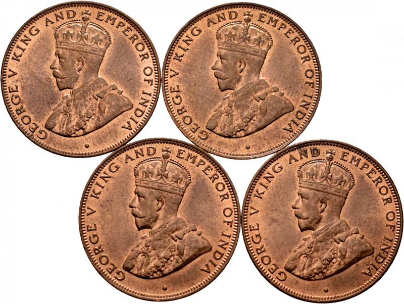 Lot of 4 coins from British Hong-Kong. George V, 1 Cent 1933. Ae. TO EXAMINE. Mi...