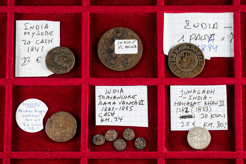 Lot of 10 Indian coins. Different states and types, all cataloged with collector...