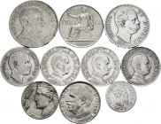 Lot of 10 coins from Italy. Interesting set with a variety of values and dates, including some rare. Ag / Cu-Ni. EXAMINE. F/XF. Est...100,00. 

Span...