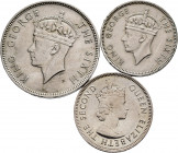 Lot of 3 coins from Mauritius. 1/2 Rupee 1951, 1975 (km # 28, 37) and 1 Rupee 1950 (km # 29). Cu / Ni. TO EXAMINE. VF/AU. Est...25,00. 

Spanish des...