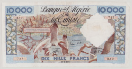 Algeria
10 000 Francs, 25.4.1956, R.161 727, P110, BNB B204a, VF, washed + pressed

Estimate: 150-250