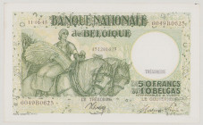 Belgium
50 Francs/10 Belgas, 11.1.1945, 6049 B 0625, sign.Sontag-Frére, P106, BNB B557e, XF

Estimate: 40-80