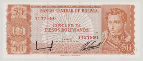 Bolivia 50 Pesos Bolivianos, 13.7.1962, ERROR, Mismatched ser.no. Y127990/Y127991, P162x, BNB B162x, UNC

Estimate: 80-120