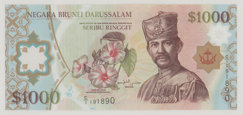 Brunei
1000 Ringgit, 2006, C/1 191890, Polymer, P32a, BNB B204a, UNC

Estimat...