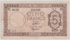 Djibouti/French Somaliland 5 Francs, ND (1945), S.7 0630, P14, BNB B126a, F/VF

Estimate: 120-160