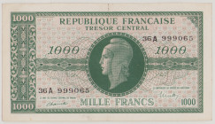 France 1000 Francs, ND (1944), 36A 999065, P107, VF

Estimate: 50-100