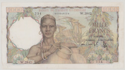French West Africa 1000 Francs, 19.12.1952, W.2842 754. P42, BNB B126k, VF

Estimate: 80-120