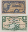 Gibraltar 10 Shillings, 1.2.1937, C 171810, P14a, BNB B112b, F;
1 Pound, 1.5.1965, G 637011, P18a, BNB B116e, VF
(2pcs)

Estimate: 50-80