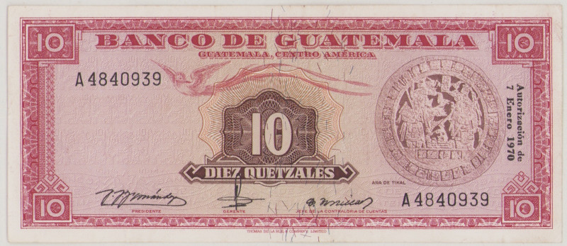 Guatemala 10 Quetzales, 7.1.1970, A 4840939, P54f, BNB B538c, VF

Estimate: 60...