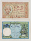 Madagascar 5 Francs, ND (ca.1937), O.1682 633, P35, BNB B202b, EF;
10 Francs, ND (ca.1937-47) T.1796 0,547, P36, BNB B203c, VF
(2 pcs)

Estimate: ...