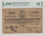 Mauritius 5 Rupees, 1.1.1920, B 779284, P16, BNB B308c7, F, PMG 12

Estimate: 350-500