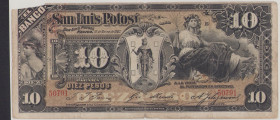 Mexico El Banco de San Luis Potosí, 10 Pesos, 10.3.1903, SER.B 50791, missing left top corner, PS400b, F

Estimate: 80-150