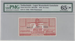 Netherlands Westerbork Concentration Camp ,25 Cents, 15.2.1944, CC No. 7345 - with watermark, P unlisted, Campbell 4172b, UNC, PMG 65 EPQ

Estimate:...