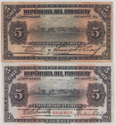 Paraguay 5 Pesos, 30.12.1920, A1855350, P143a, F;
5 Pesos, 30.12.1920 & 25.10.1923, A8849, P163a, VF
(2pcs)

Estimate: 60-120