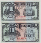 Paraguay 10 Pesos, 30.12.1920 & 25.10.1923, A3166879, P150a, VF rust
10 Pesos, 30.12.1920 & 25.10.1923, A5412520, P164a, EF/AU
(2pcs)

Estimate: 8...